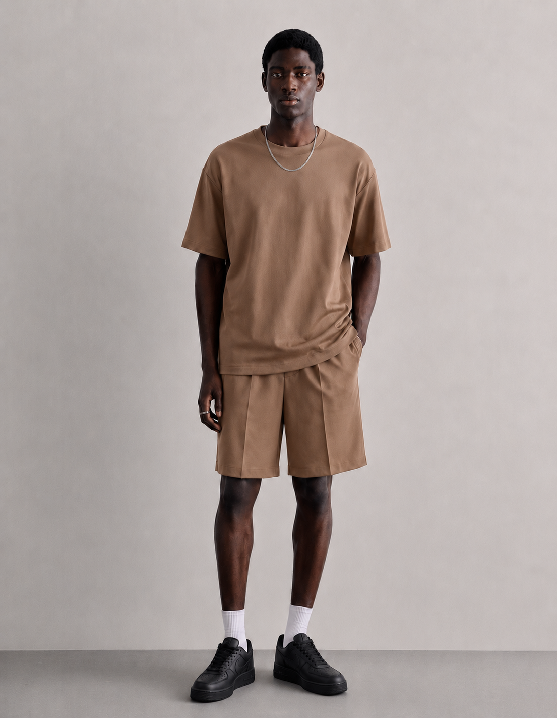 Ensemble Co-ord Oversize Plissé - Caramel