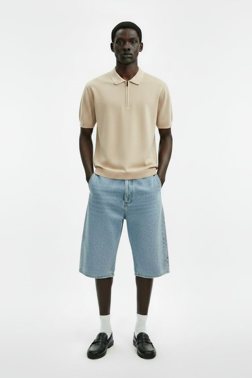 Beige Polo on Model