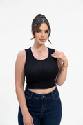Black Crop Top - White Studio Portrait