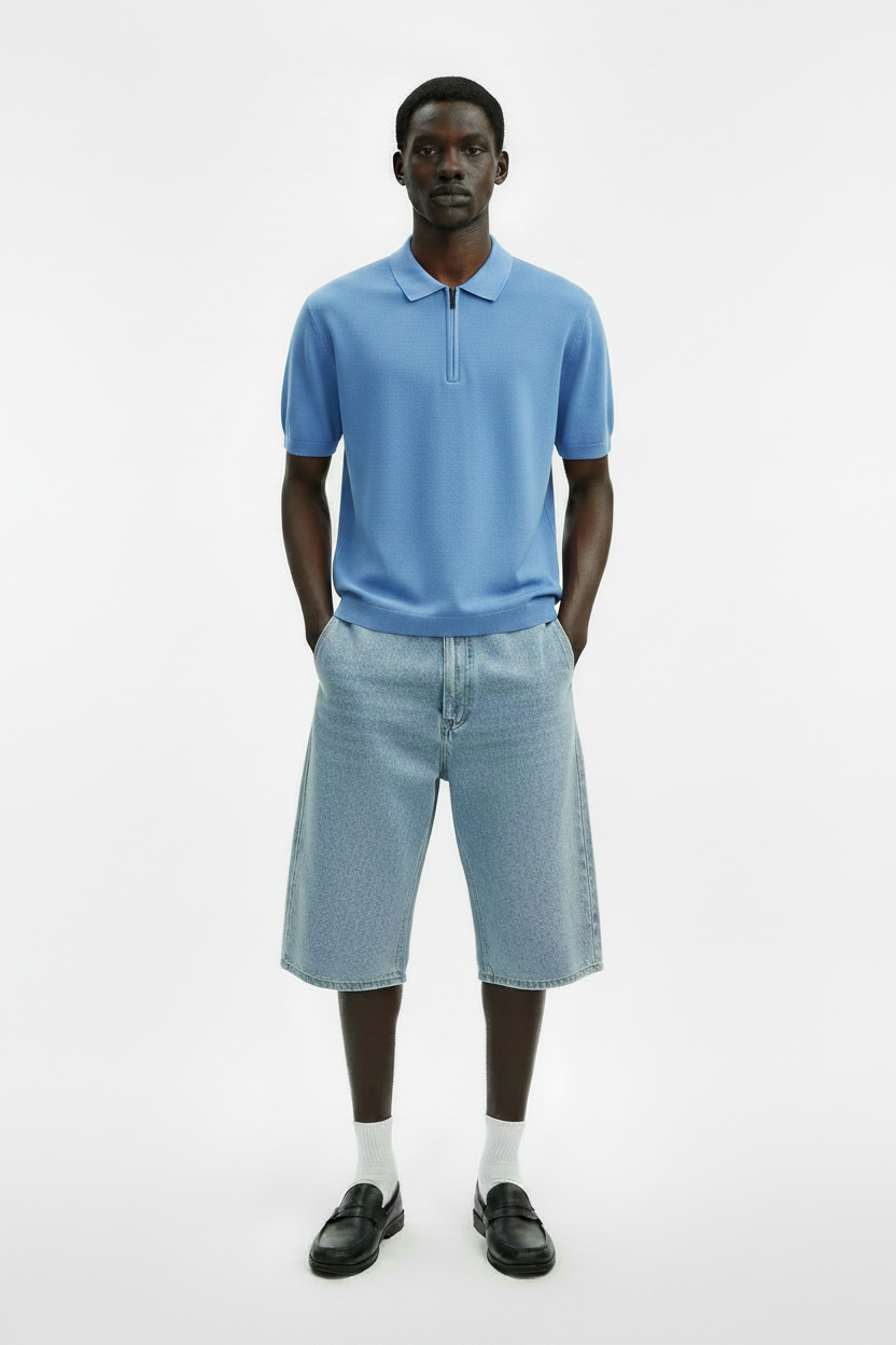 Blue Polo on Model