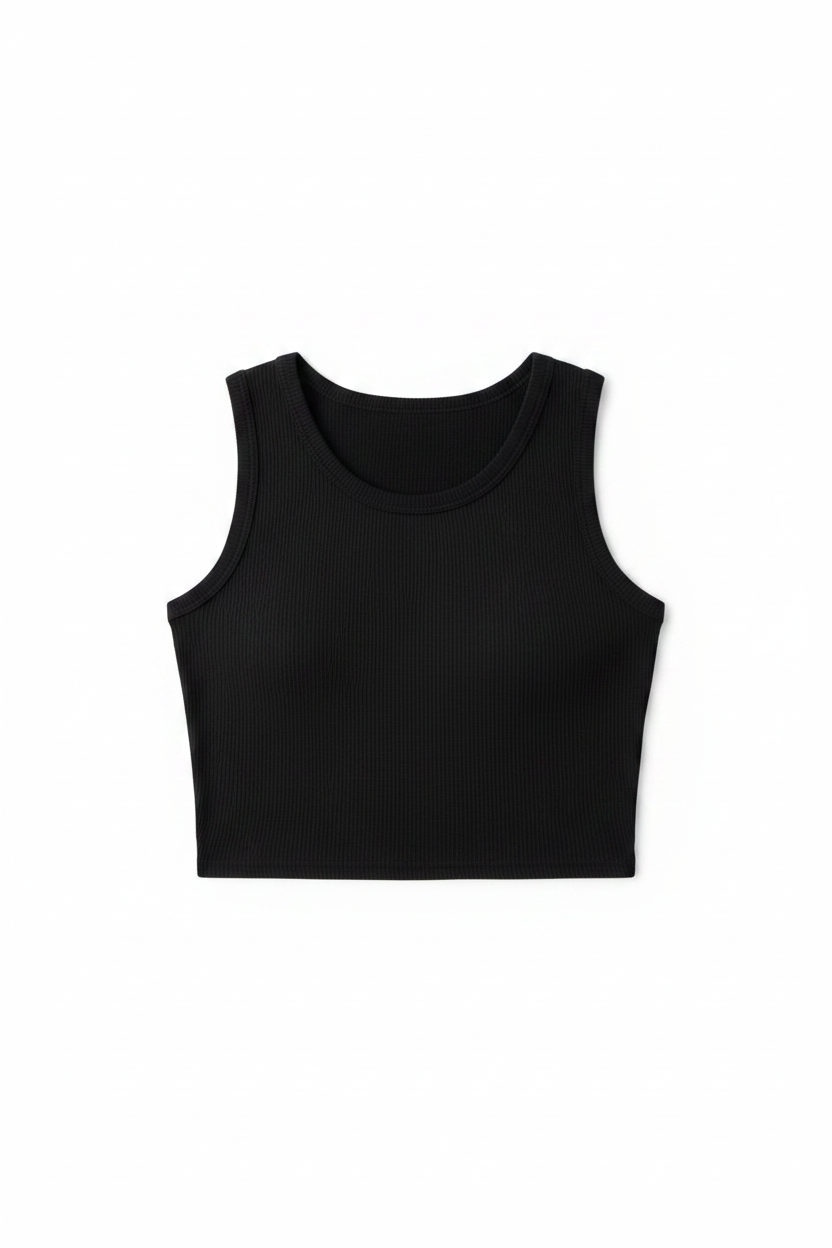 Crop Top Noir - Flatlay
