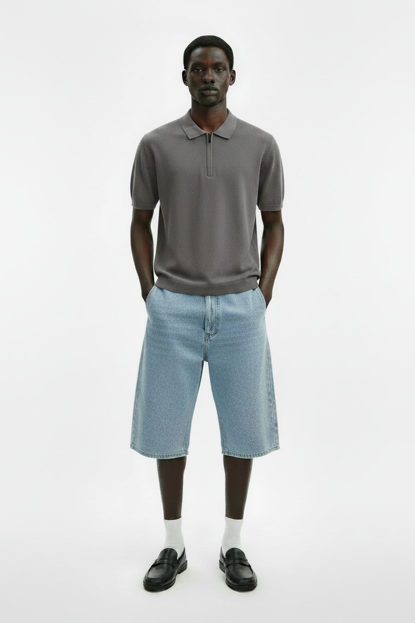 Grey Polo on Model
