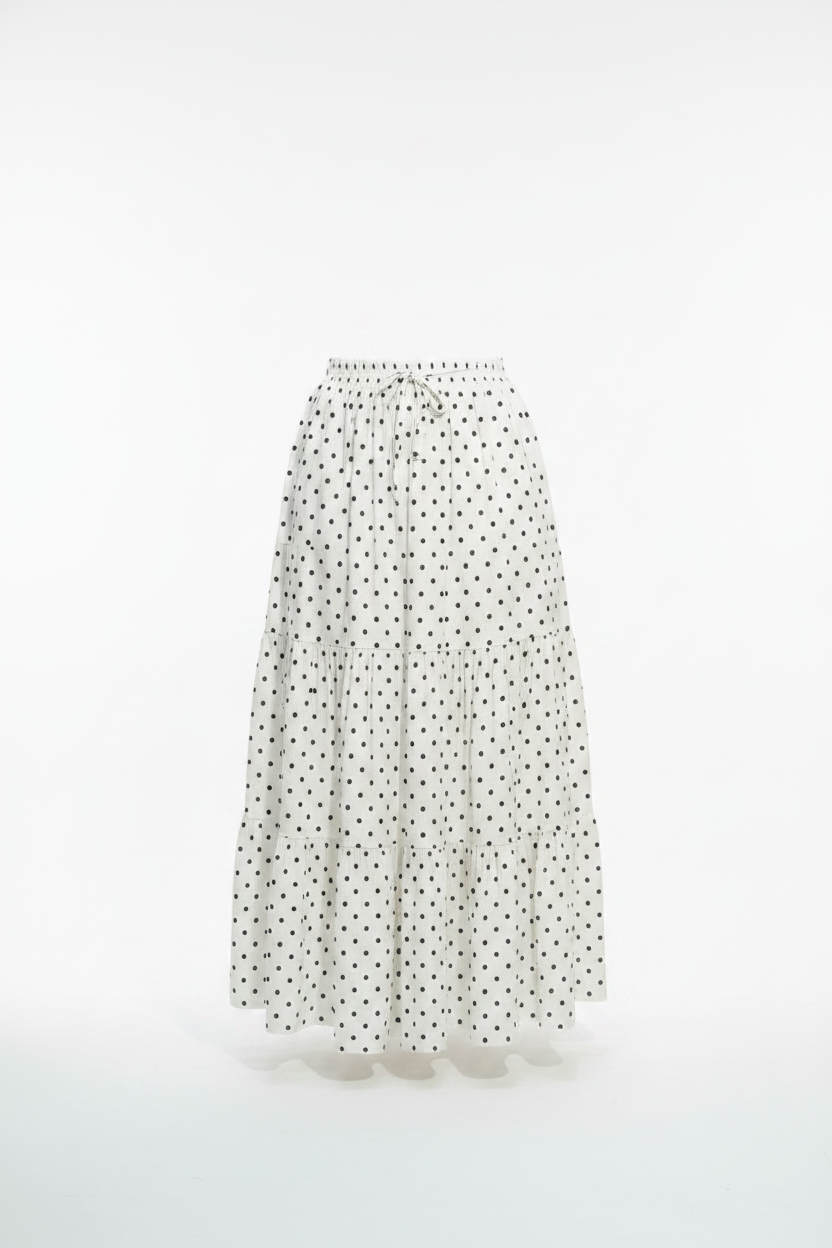 Jupe Blanche Pois Noirs - Flatlay