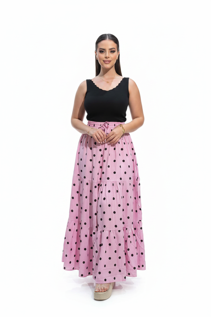 Jupe Rose Pois Noirs - Studio