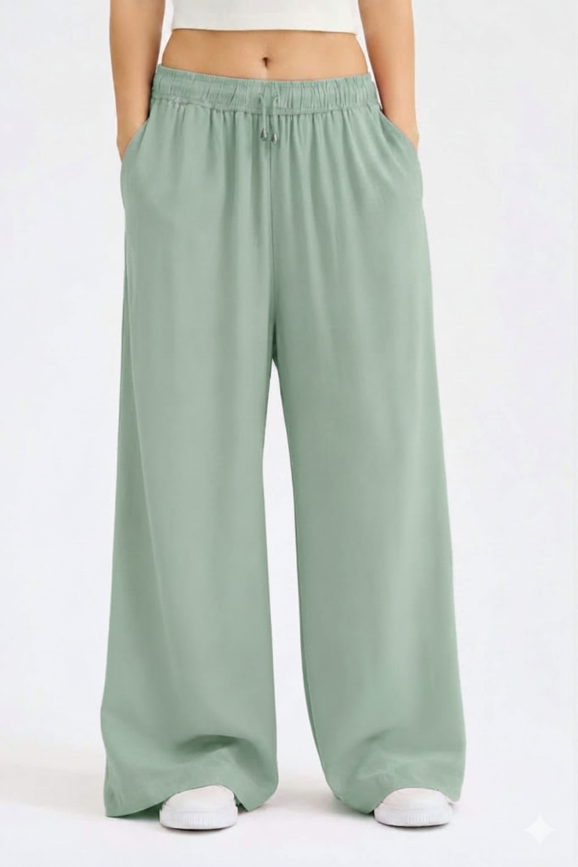 Pantalon Wide-Leg Vert Menthe