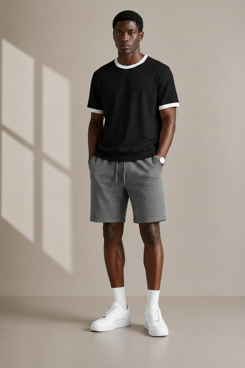 Ringer T-Shirt Noir