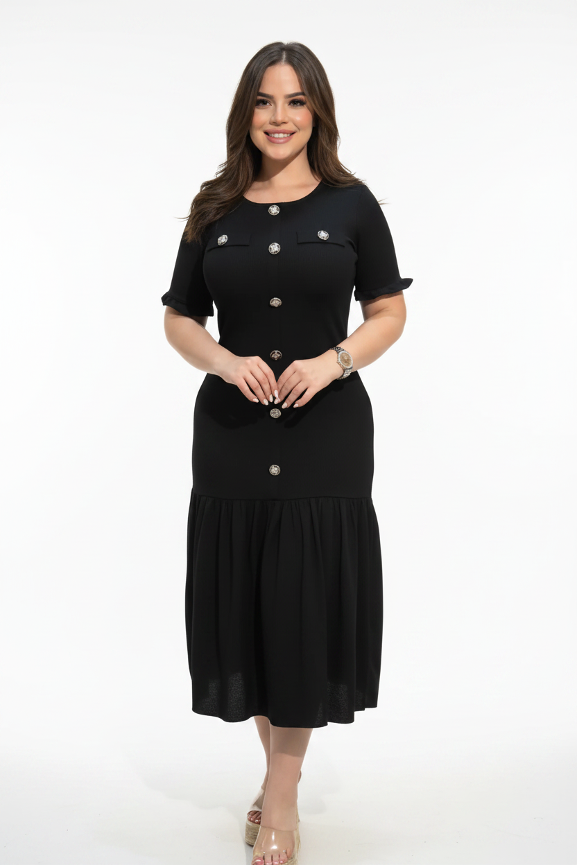 Robe Noire Boutons Argentés – Studio