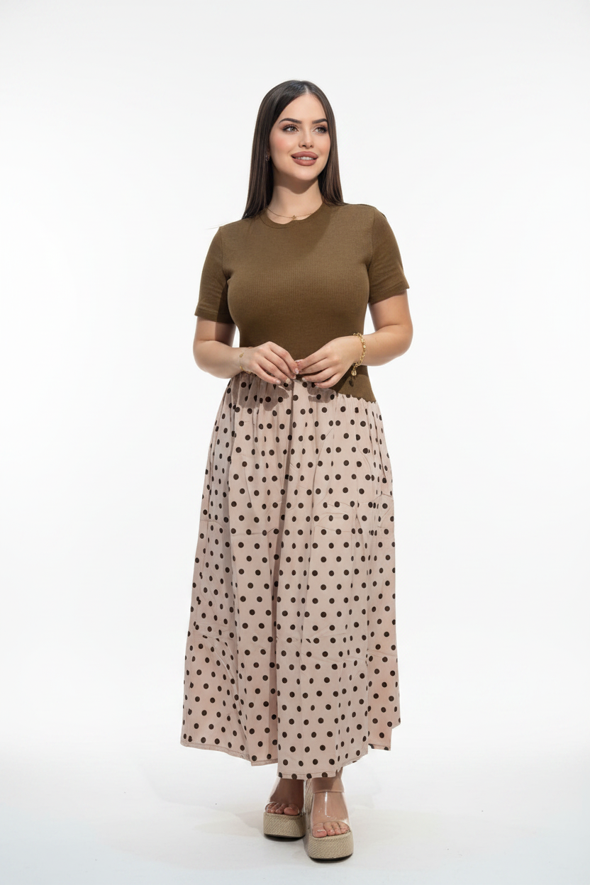 Robe Pois Kaki/Beige – Studio