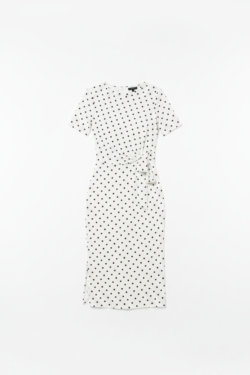 Robe Pois Nœud – Flat Lay Blanc