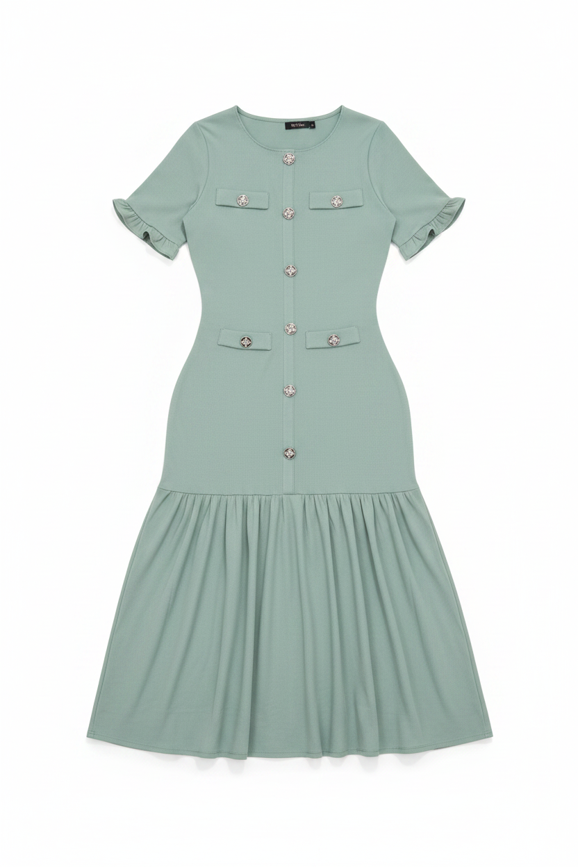 Robe Vert Sauge – Flat Lay
