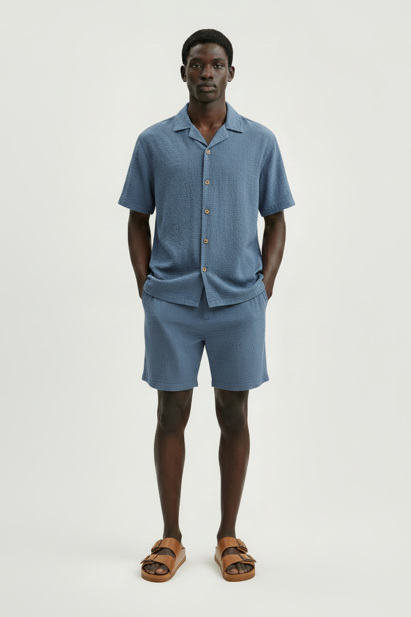 Steel Blue Set with Tan Sandals